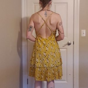 Mustard Yellow Floral Summer Dress